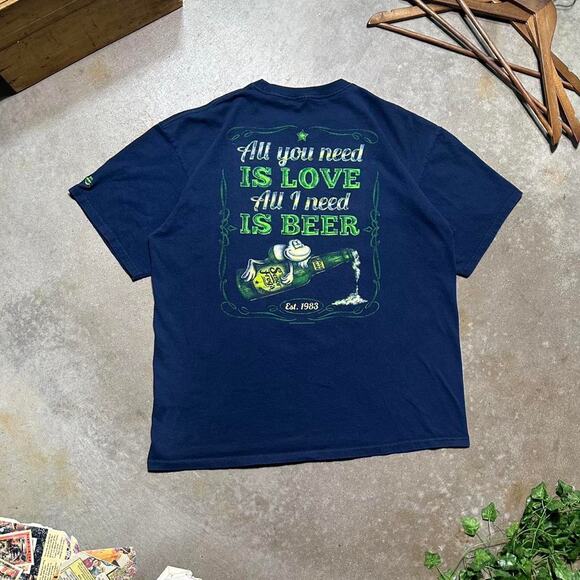 Señor Frogs All I Need Is Beer Comedy Joke Tee Mens XL Navy Green Alcohol Shirt - Picture 1 of 6